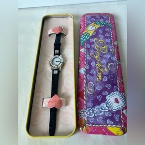 Brighton Leather Peru Silvertone Oval White Face Brown Band Womens Watch In Box